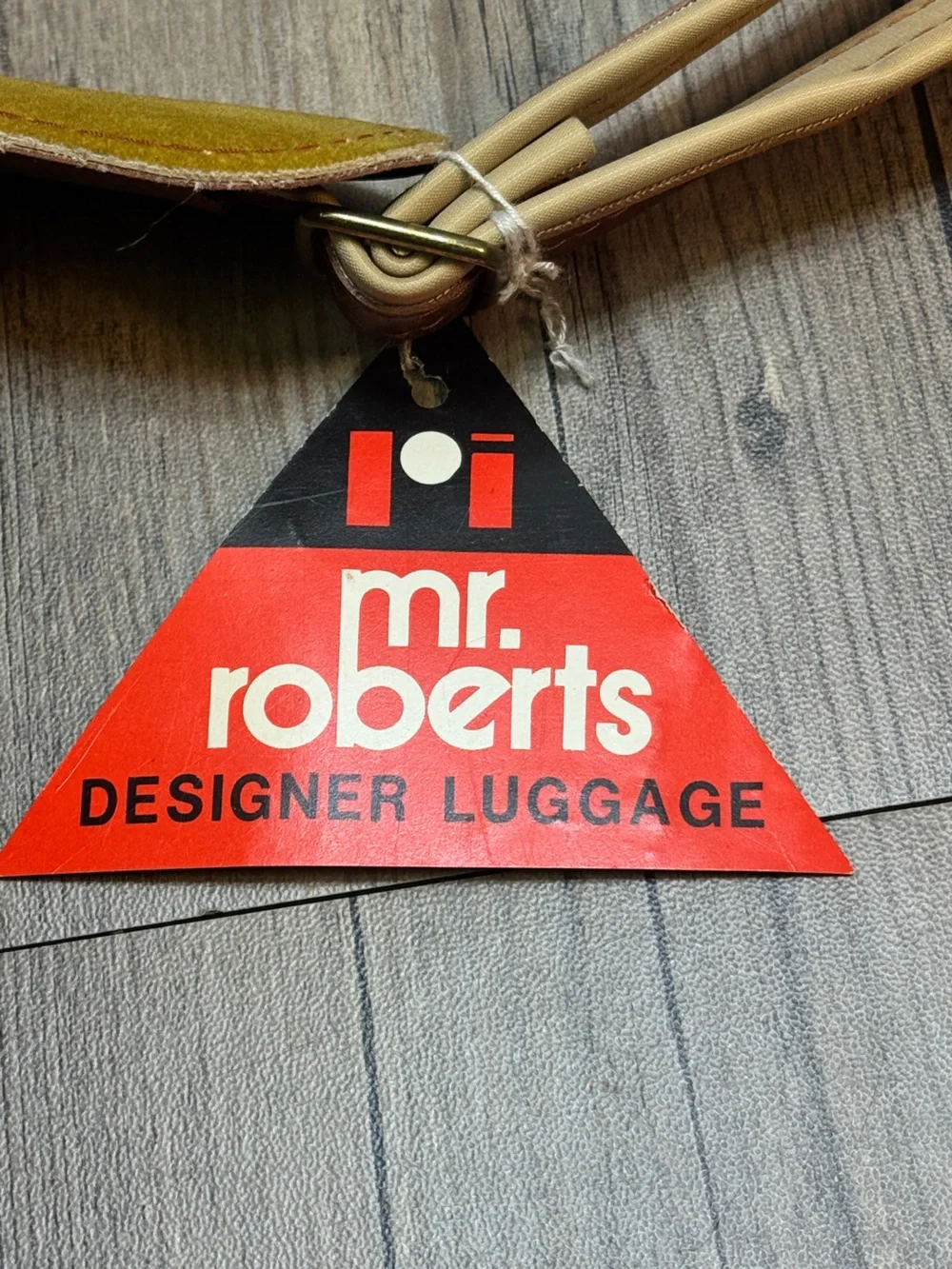 Vintage Mr. Roberts Designer Luggage bag cream brown vinyl Lubik Oldsmobile Logo